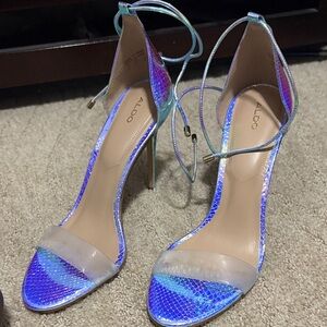 Aldo Shimmering Blue Strappy Heels